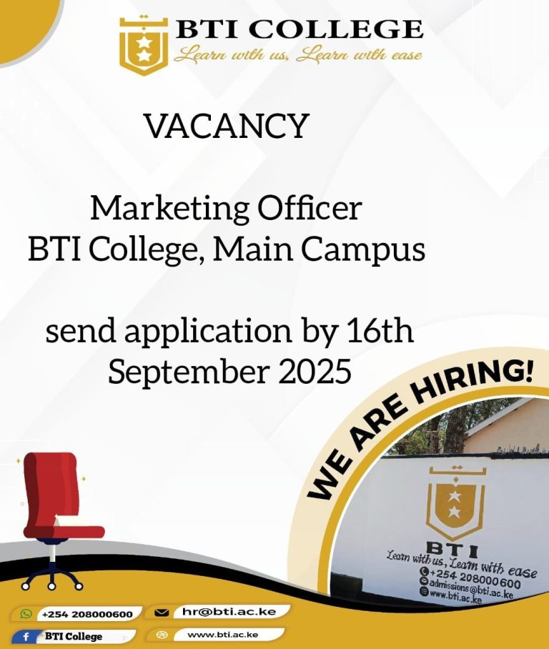 VACANCY AT BTI COLLEGE: SALES AND MARKETING OFFICER